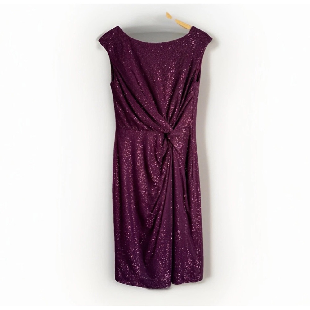 Lauren Ralph Lauren Women’s Purple Sequin Twist Front Dress 10 Evening Holiday